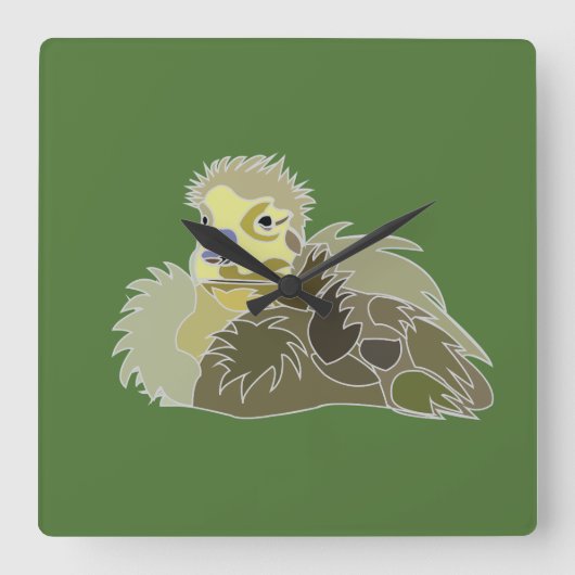 Gänse Gänling Baby Goose Quadratische Wanduhr (Vorderseite)