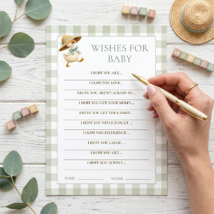 Gänse-Gingham-Wünsche für Baby Shower Spielkarte Einladung