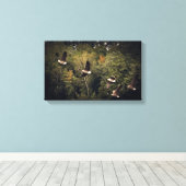 Gänse im Flug 14" x 11", 1,5", Single Leinwanddruck (Insitu (Holzboden))