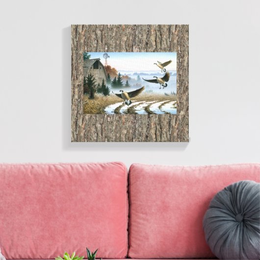 Gänse im landwirtschaftlichen Feld Leinwanddruck (Insitu (Wohnzimmer))