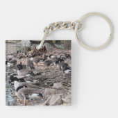 Gänse im Park Schlüsselanhänger (Rückseite)