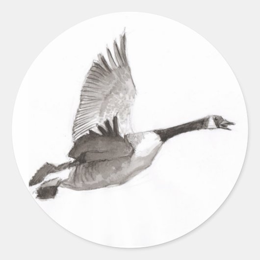 Gänse im zeichn runder aufkleber (Vorderseite)