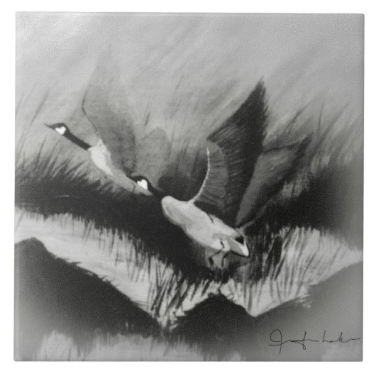 Gänse in der Nebel Fliese (Vorderseite)