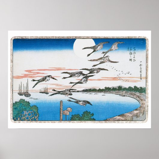 Gänse in Flight - Vintages Hiroshige Poster (Vorne)