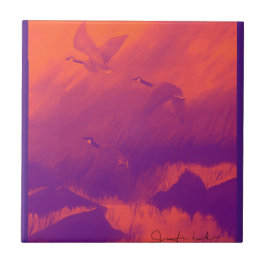 Gänse in Orange & Lila Fliese