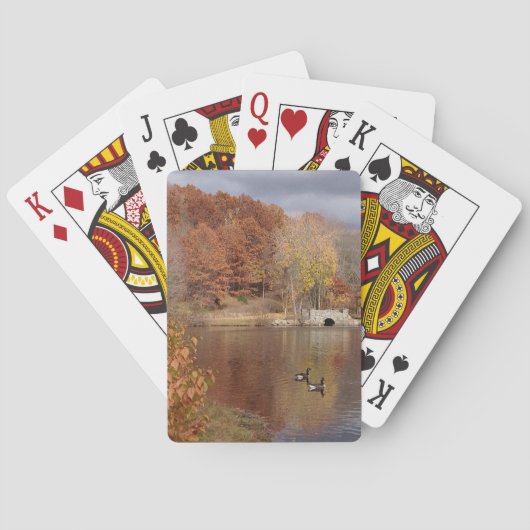 Gänse in reflektierten Herbstfarben - Spielkarten (Rückseite)