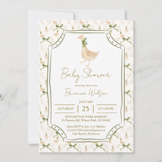 Gänse-Kinderzimmer-Rymnen Babydusche Einladung (Vorderseite)