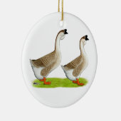 Gänse:  Lederfarbener Afrikaner Keramik Ornament (Rechts)