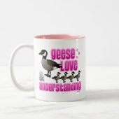 Gänse, Liebe und Verständnis Zweifarbige Tasse (Links)