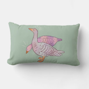Gänse Mädchen Whimsical Folk Art Gänse Duo Lendenkissen