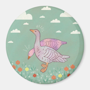 Gänse Mädchen Whimsical Folk Art Gänse Duo Magnet