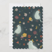 Gänse mit Aquarellfarben-Blume Einladung (Rückseite)