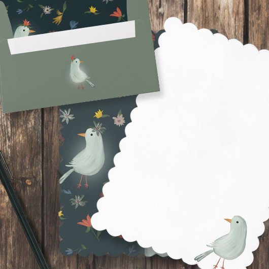 Gänse mit Aquarellfarben-Blume Einladung