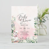 Gänse mit Bow Pink Girl Dusche Einladung (Stehend Vorderseite)