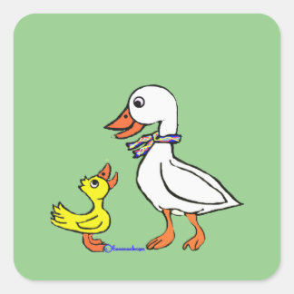 Gänse mit Duckwadle und Teddelwadle Quadratischer Aufkleber