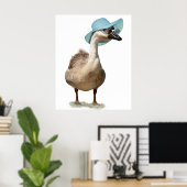 Gänse mit Floppy Blue Summer Hat Poster (Heimbüro)
