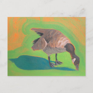 Gänse mit grüner und orangefarbener Postkarte