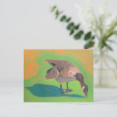 Gänse mit grüner und orangefarbener Postkarte (Stehend Vorderseite)