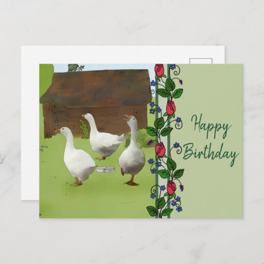 Gänse Postkarte (Vorne/Hinten)