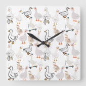 Gänse Quadratische Wanduhr (Vorderseite)