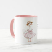 Gänse-Rosa-Kleid-Hut Tasse (Vorderseite Links)