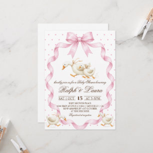 Gänse-Rosa-Pünktchen-Baby-Party Einladung