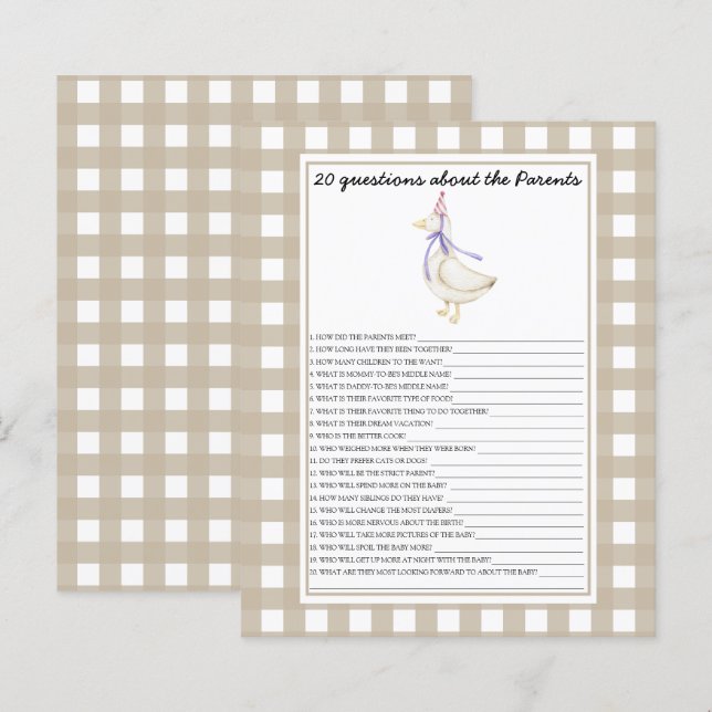 Gänse - Spiele - 20 Fragen zu den Eltern (Vorne/Hinten)