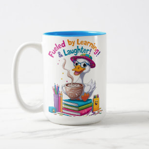 Gänse-Tasse 'Lernen motiviert' – Zurück zur Schule Zweifarbige Tasse