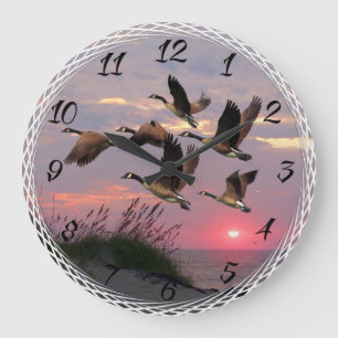 GÄNSE ÜBER DEN DÜNEN GROßE WANDUHR