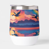 Gänse über Wasser bei Sonnenaufgang (Rechts)