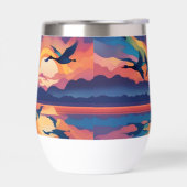 Gänse über Wasser bei Sonnenaufgang (Links)