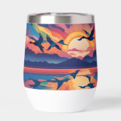 Gänse über Wasser bei Sonnenaufgang (Rückseite)