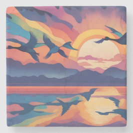 Gänse über Wasser Steinuntersetzer