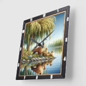 Gänse und Ducks River Quadratische Wanduhr (Winkel)