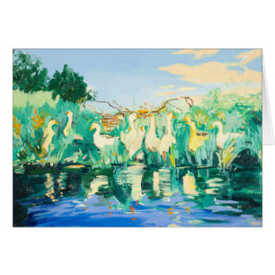 Gänse und Enten durch den Fluss kundengerecht