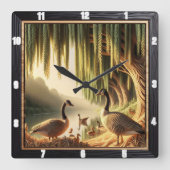 Gänse und Enten Quadratische Wanduhr (Vorderseite)