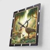 Gänse und Enten Rustikal Quadratische Wanduhr (Winkel)