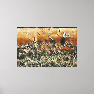 Gänse und Enten streifen durch die Kunst Leinwanddruck