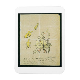Gänse und Gänschen (w/c u. Tinte auf Papier) Magnet