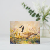 Gänse und Goslings Frühling Postkarte (Stehend Vorderseite)