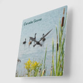 Gänse und Schwänze aus Kanada Quadratische Wanduhr (Winkel)