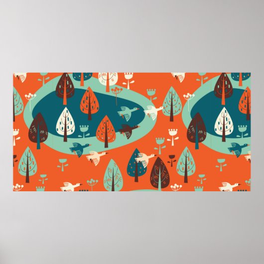 Gänse und Wald Poster (Vorne)