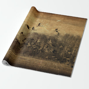 Gänse Vintage Antik Sepia Textur Decoupage Geschenkpapier