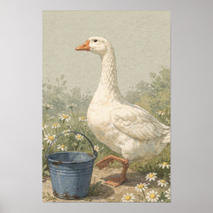 Gänse Whimsical Farm Fauna Kunst Druck Poster
