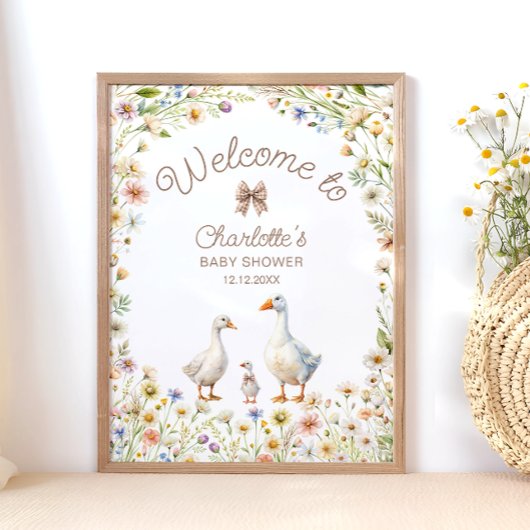 Gänse Wildblume Boho Kinderdusche Willkommen Poster