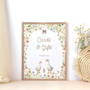 Gänse Wildblume Niedlich Babyduschkarten und Gesch Poster