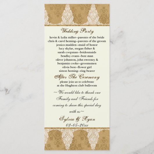 Gänsebläser, Hochzeitsprogramm Programm (Rückseite)