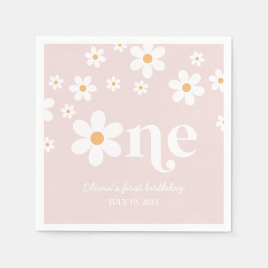 Gänseblümchen 1. Geburtstag Serviette (Vorderseite)