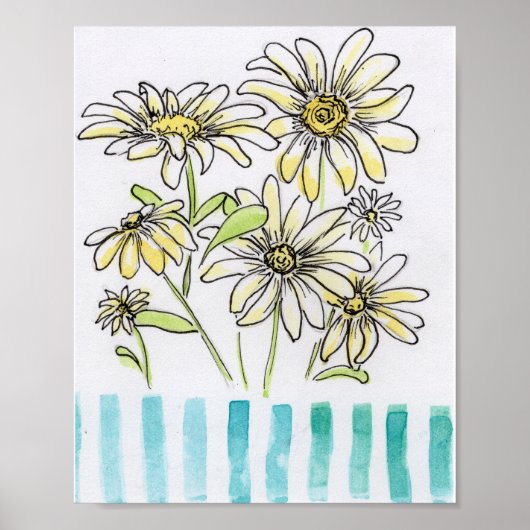 Gänseblümchen-Aquarelle Poster (Vorne)