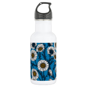 Gänseblümchen auf Blau Edelstahlflasche
